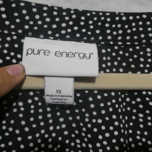 Pure Energy Women's 1X Polkadot Top Shirt Blouse 3 Button Tunic - Picture 7 of 10